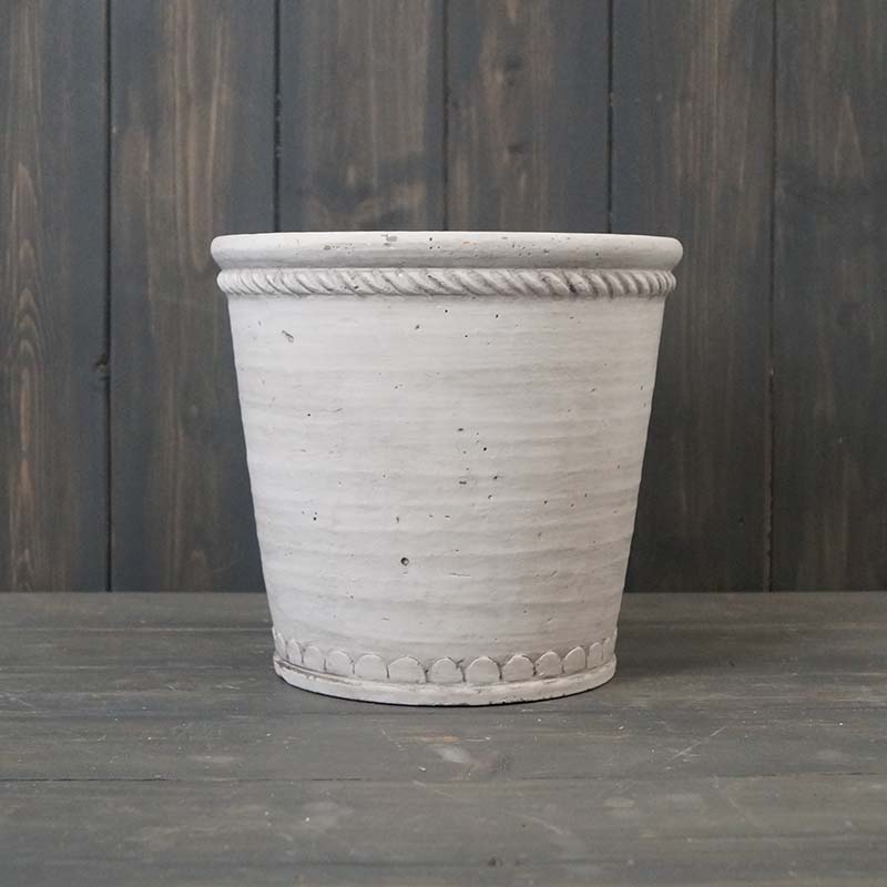 White Tapered Cement Pot (D20cm) detail page